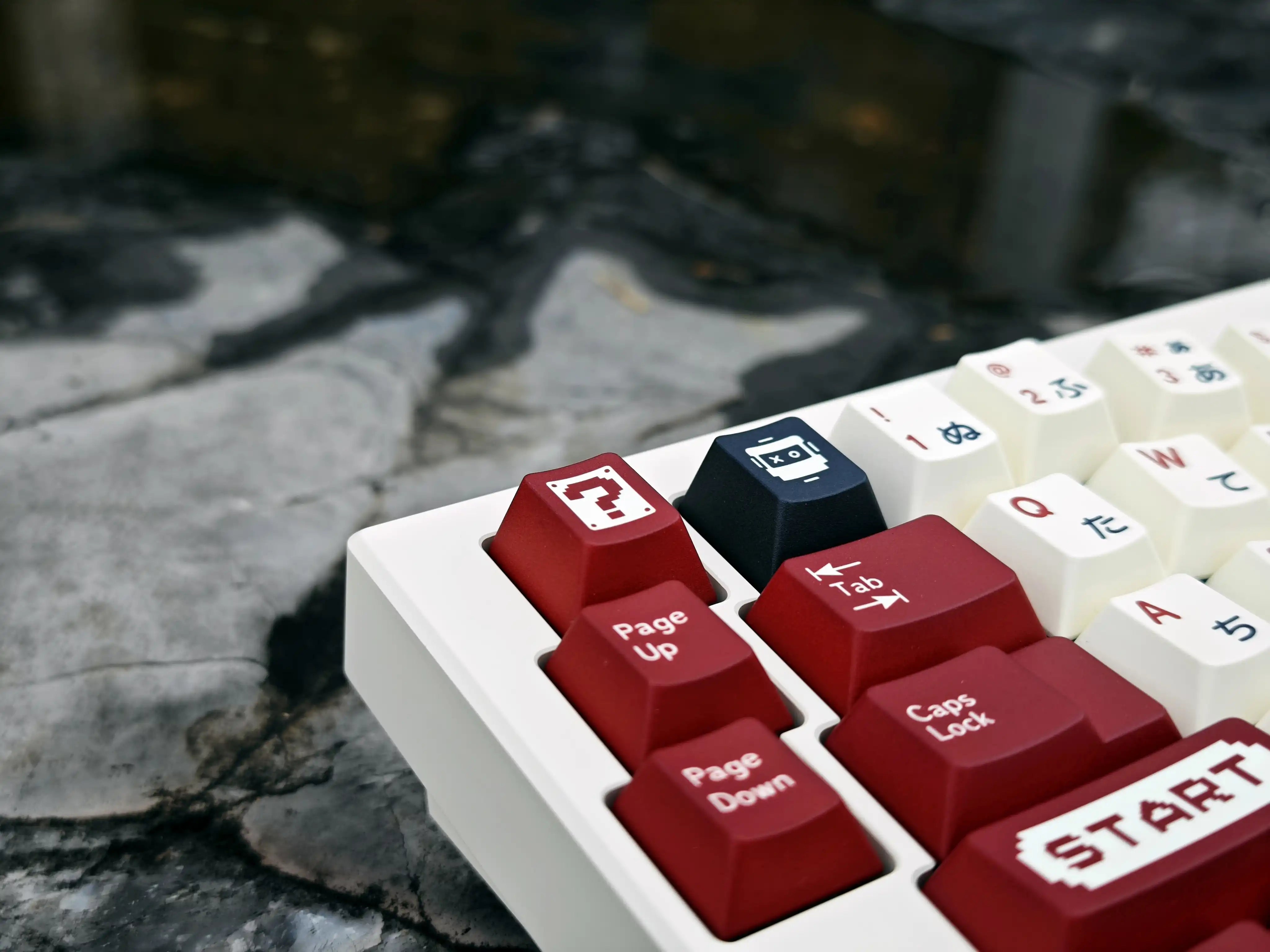 Red And White Theme Cherry Profile PBT Five-Sided Thermal Sublimation Mechanical Keyboard Keycaps Set