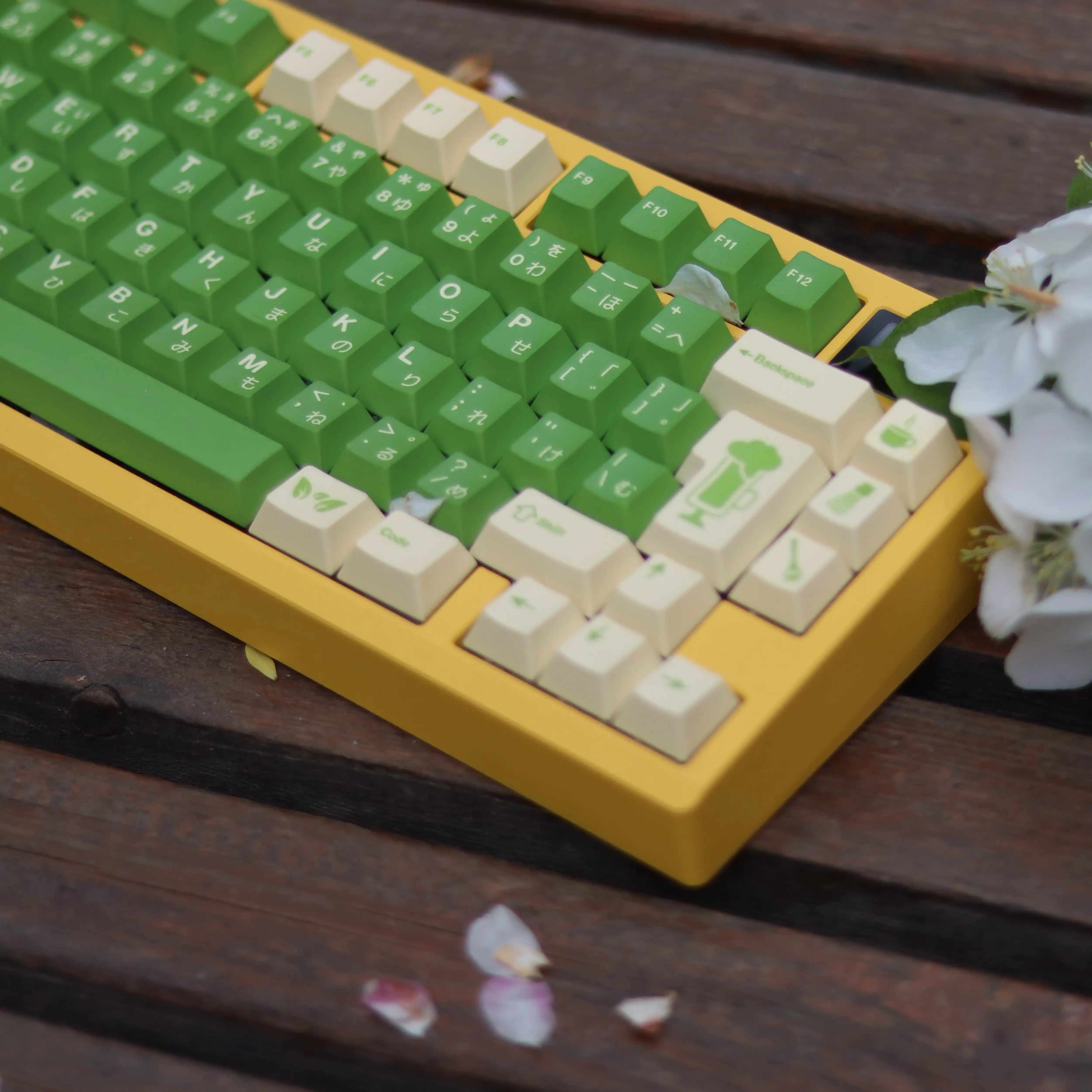 GMK Cream Matcha Theme Cherry Profile Keycaps