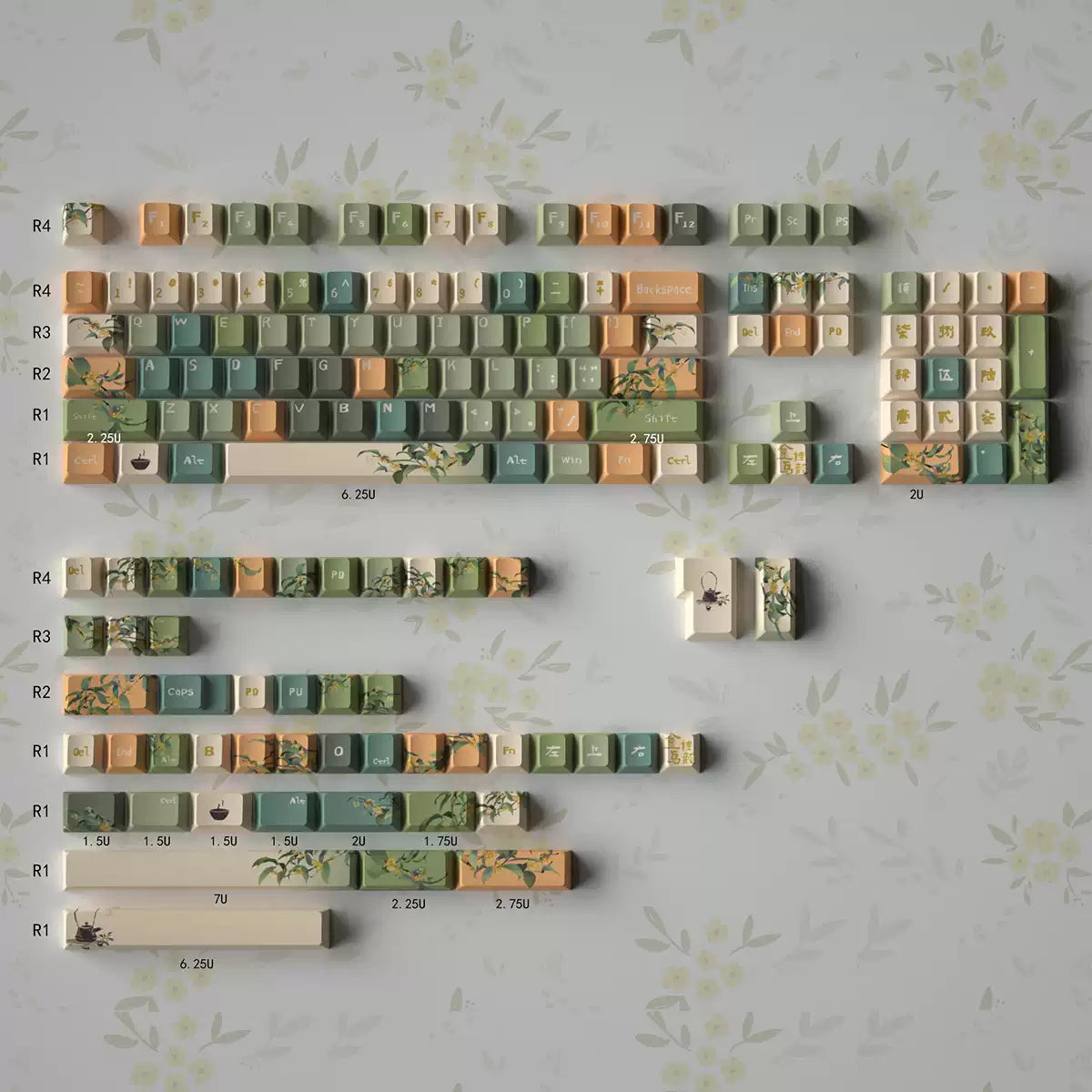 Original Ancient Style Golden Osmanthus Oolong Cherry Profile PBT Keycaps