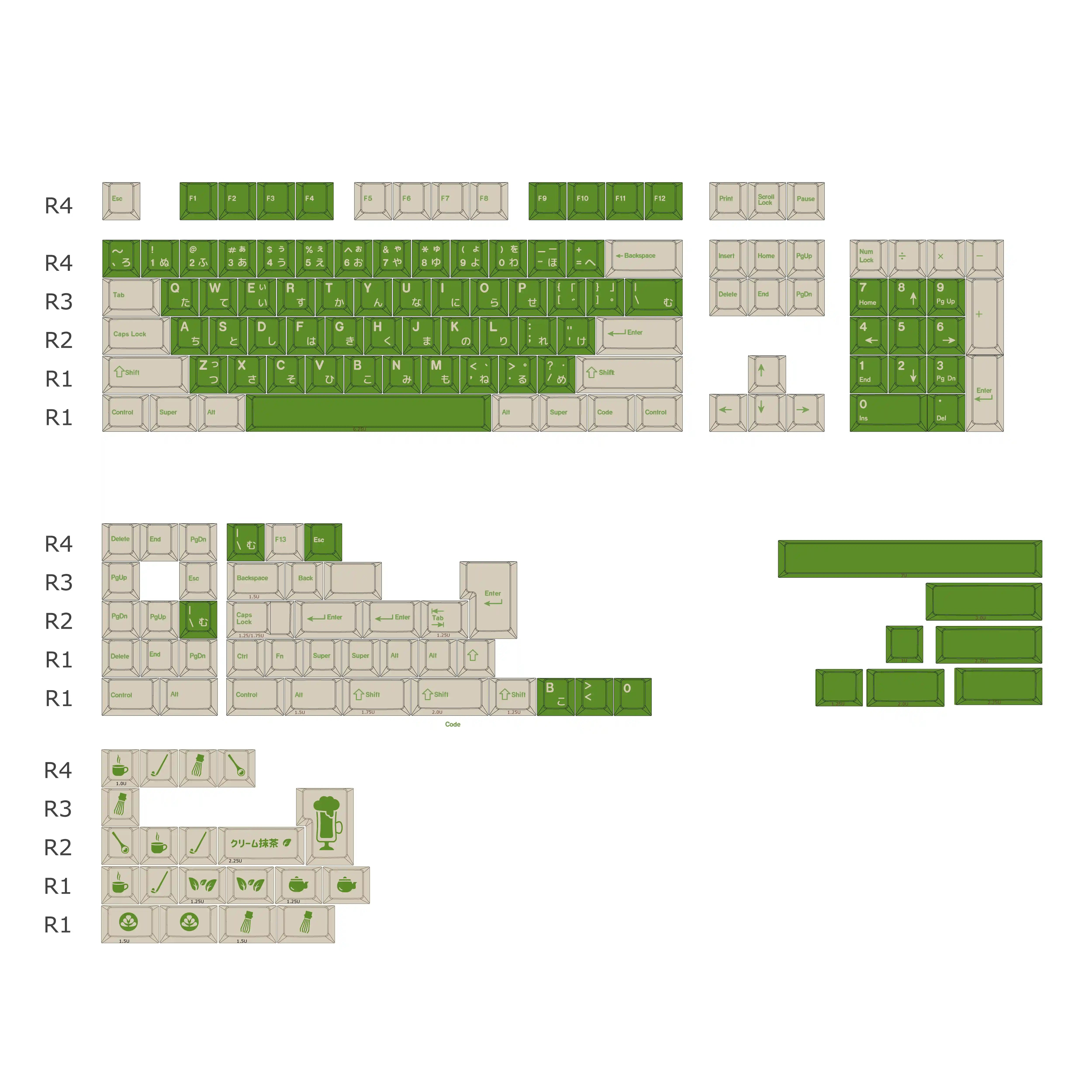 GMK Cream Matcha Theme Cherry Profile Keycaps