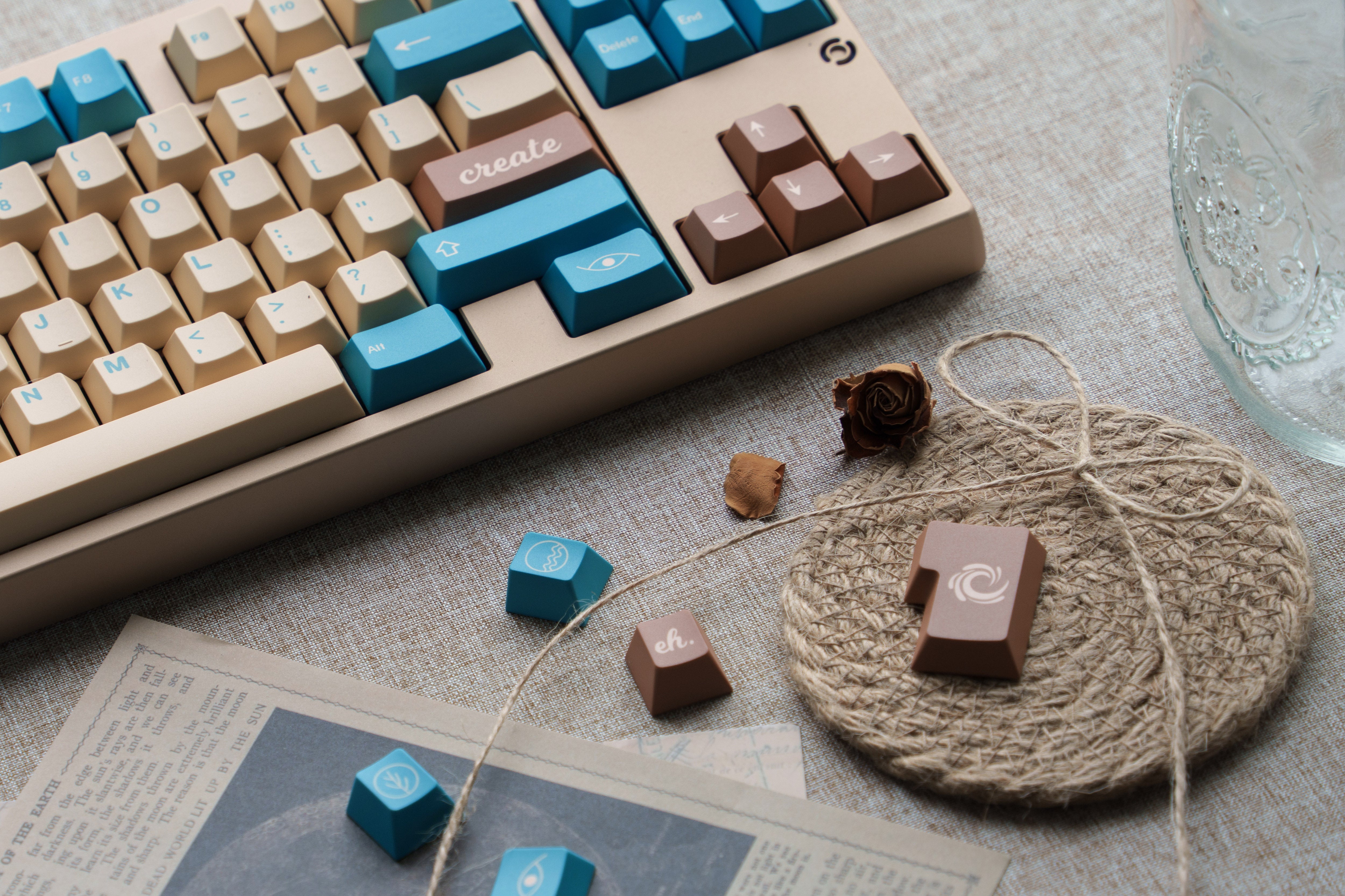 GMK Earth Tones PBT Cherry Profile Heat-Sublimation Keycaps Customized Large Set